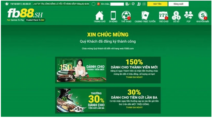 Thông báo đăng ký FB88 thành công
