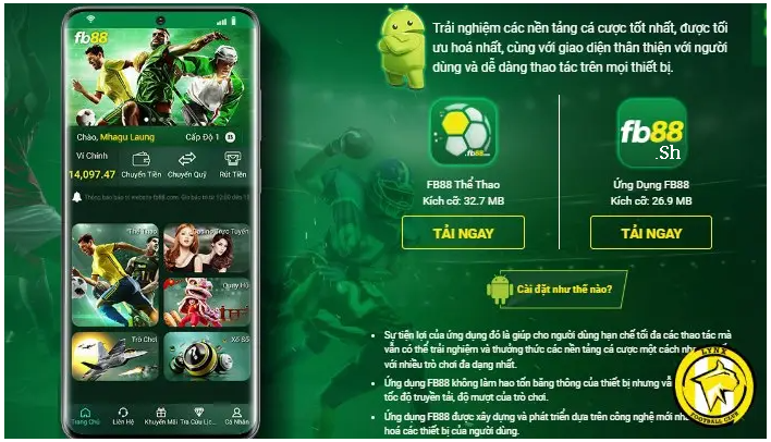 Dung lượng app mobile FB88 cực nhẹ