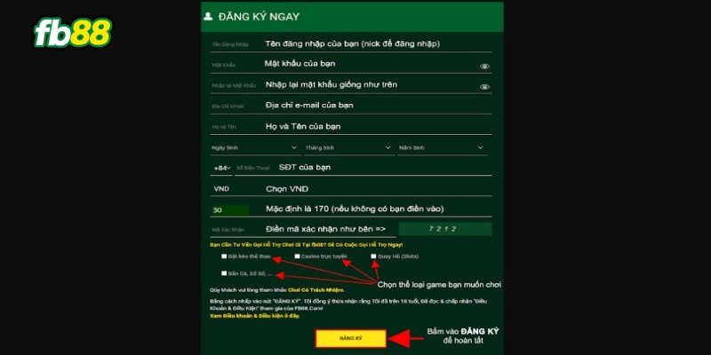 Tạo tài khoản để tham gia trò chơi bắn cá