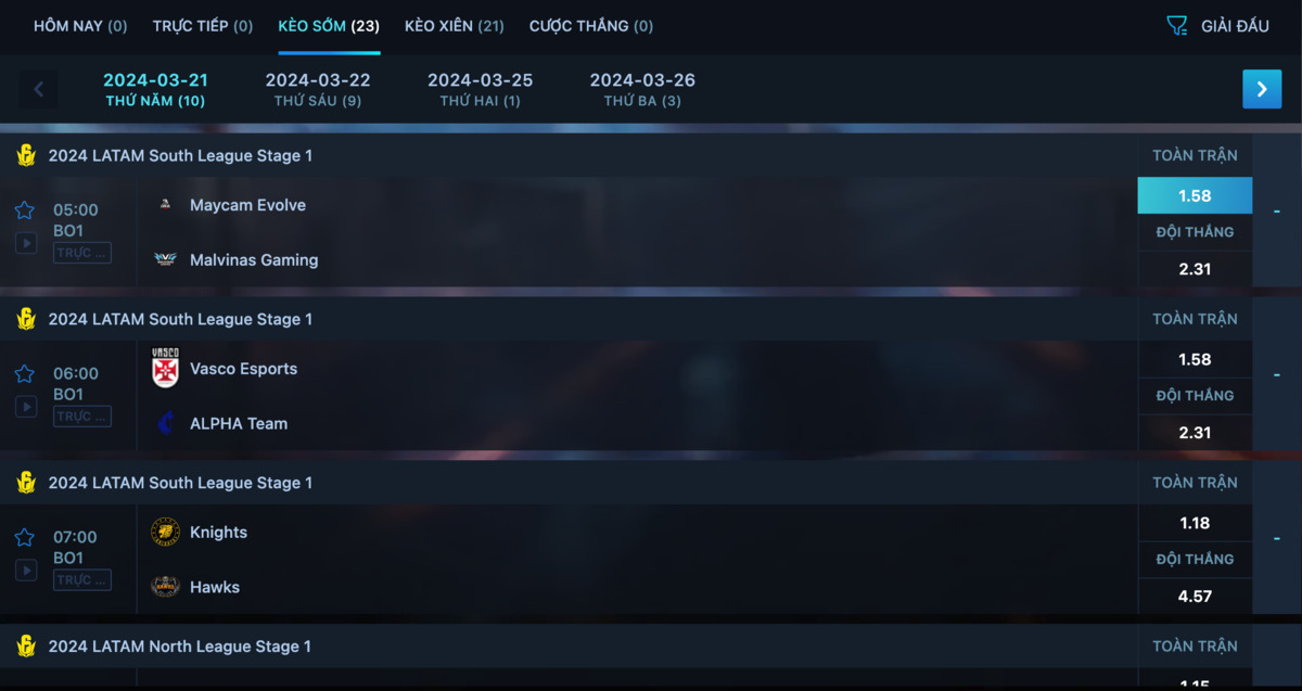 Chọn trận đấu Rainbow 6